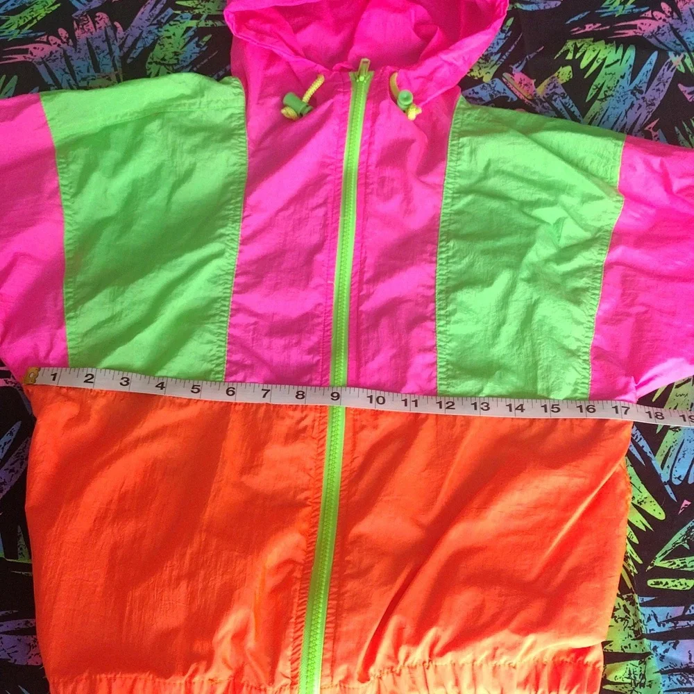 VTG 90s French Toast Neon Color Block Windbreaker - Picture 4 of 11